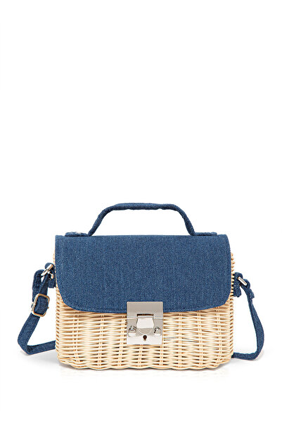 Mavi Denim Detaylı Hasır Çapraz Çanta 1912157-70869