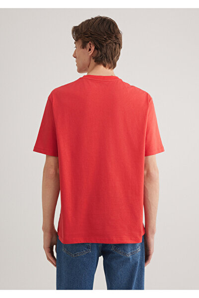 Mavi Logo Baskılı Kırmızı Tişört Loose Fit / Bol Rahat Kesim 0611711-70471