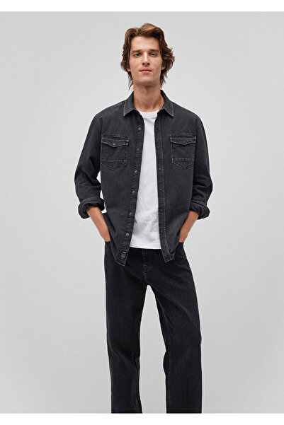 Mavi Rio Casual Antrasit Vintage Jean Gömlek Fitted / Vücuda Oturan Kesim 0295785223