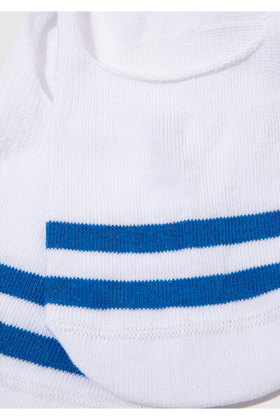 Mavi Çizgi Detaylı Beyaz Babet Çorap 0911124-620