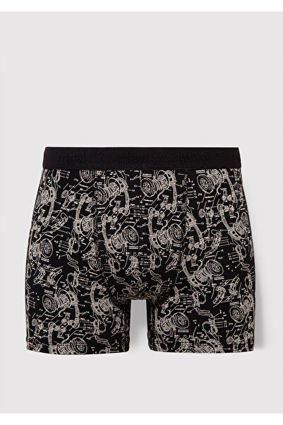 Mavi Grafik Baskılı Siyah Boxer 092070-900