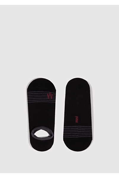 Mavi Çizgili Siyah Patik Çorap 091994-900