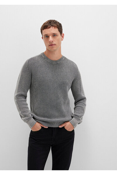 Mavi Bisiklet Yaka Gri Kazak Slim Fit / Dar Kesim 070767-34314