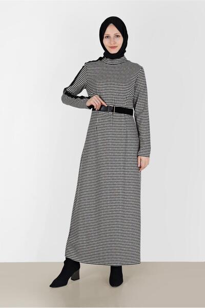 Alvina SLEEVES BUTTON DETAILED CROAT PATTERN DRESS 42316