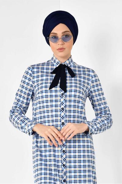 Alvina Туніка з коміром на зав'язках і картатим візерунком 4912