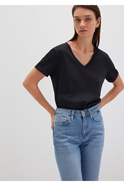 Mavi Černé základní tričko s výstřihem do V Regular Fit / Regular Fit 166248 -900