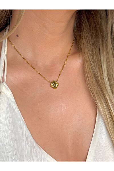YOUES JEWELRY 316l Çelik Kadın Kolye 14K Renk Gold Çift Taraflı