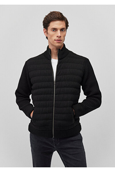 Mavi Fermuarlı Siyah Triko Hırka Slim Fit / Dar Kesim 070697-900