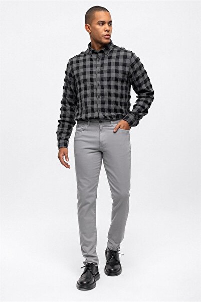 Back And Bond Gri Slim Fit 5 Cepli Pamuklu Kanvas Pantolon