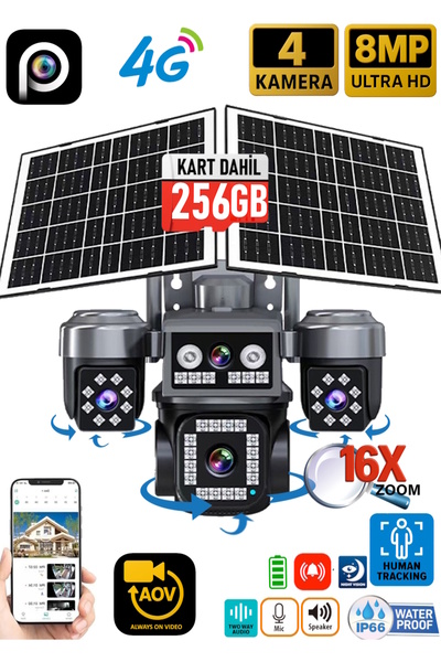 VİVATECH HiEasy S5704 256GB 8MP 4 Kameralı 4G Çift Solar Panel 16X Zoom AOV (...