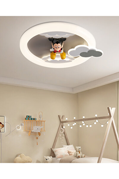 Apliqa Moddy Ledli Mickey Desenli Plafonyer Çocuk Odası Avize