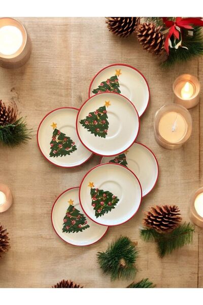 CERATALE Çamağacı 6'lı Çay Tabağı ve Çay Bardağı Seti