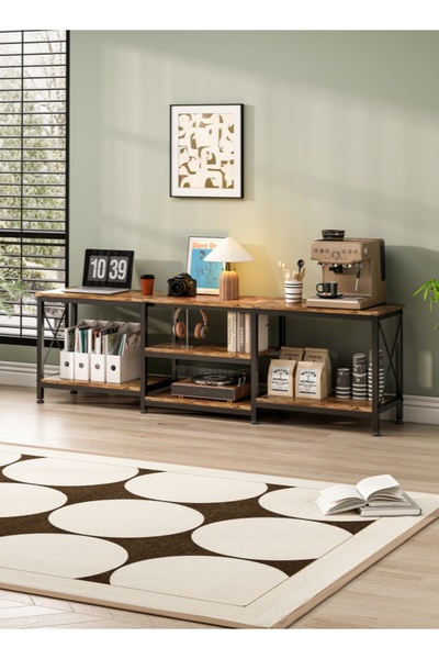 Bangiga TV Stand with Storage Shelves, 180*40*60cm TV Table, Modern Media Console for Living Room/Bedroom