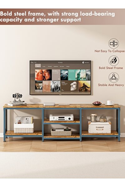 Bangiga TV Stand with Storage Shelves, 180*40*60cm TV Table, Modern Media Console for Living Room/Bedroom