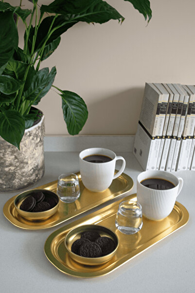 Sarkap Home 2'li Oval Sunumluk Tepsi - Gold