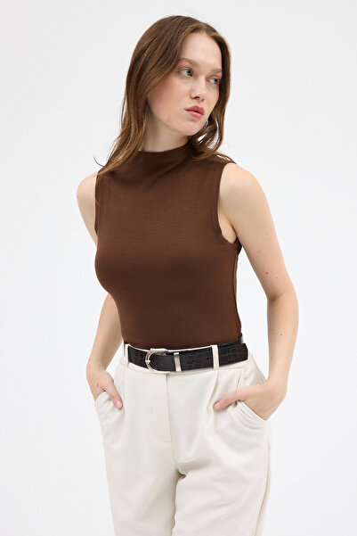 Rays Brown Women's Sleeveless High Neck Bodysuit 8155A