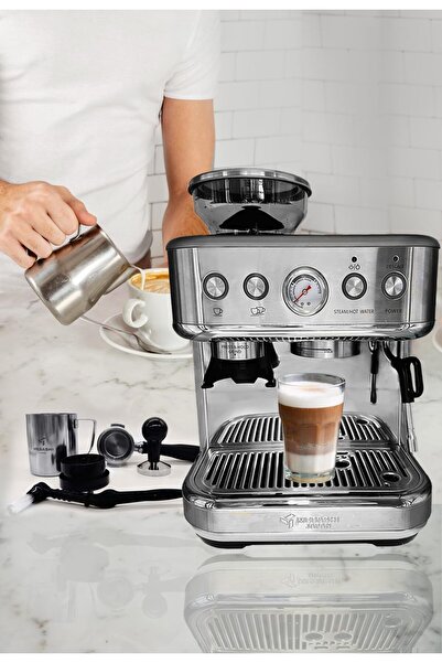 MEBASHI Commercial Coffee Machine with CF Grinder, 2.3L Capacity, 15 Bar Pressure, Stainless Steel (