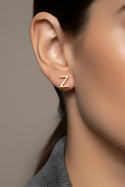 So CHIC... My Story Z Harfi 18 Ayar Sarı Altın Kaplama Gümüş Tek Küpe