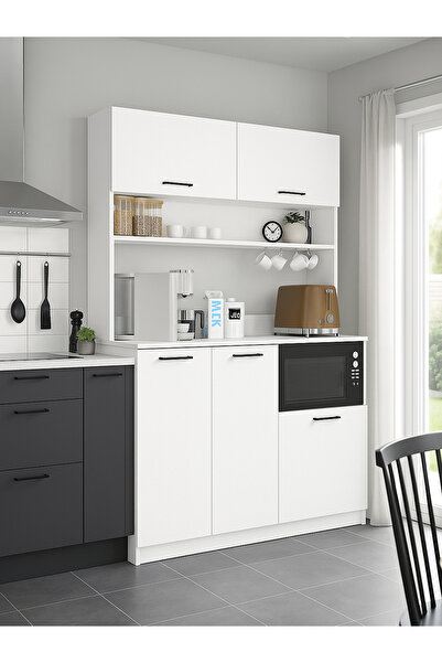 dorpek Tuco 3 Kapaklı Mutfak Dolabı Kahve Köşesi Çok Amaçlı Dolap Beyaz