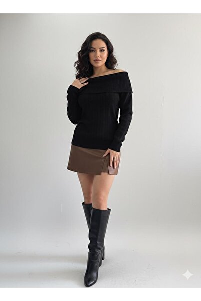 MODA سترة تريكو بياقة مادونا