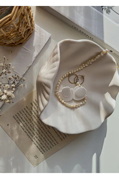 NİLCANDLE El Yapımı Beton İstiridye Dekoratif Takı ve Aksesuar Kasesi – Doğal...