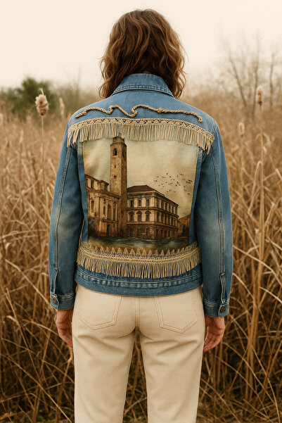 GZ Design Manzara Sırt Detaylı Açık Renk Jean Ceket MSDDC