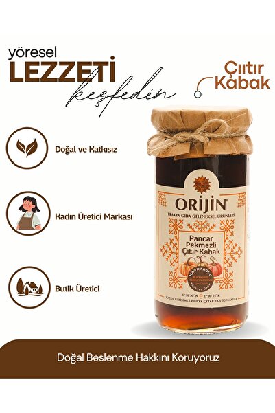 Orijin Trakya Gıda Doğal Pancar Pekmezli Çıtır Kabak Kireçte 300 gr
