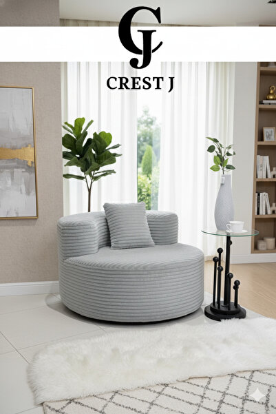 Crestj كرسي استرخاء أنيق بتصميم دائري فريد لون رمادي فاتح