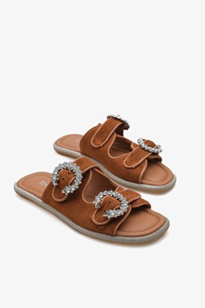 İNNA Γυναικείες παντόφλες από γνήσιο δέρμα με πέτρες Tasha İnna