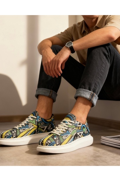 Knack Висока підошва з кольоровим принтом, повсякденне взуття 046 Жовтий (біла підошва)