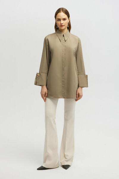 Touché Privé GENİŞ MANŞETLİ POPLİN GÖMLEK