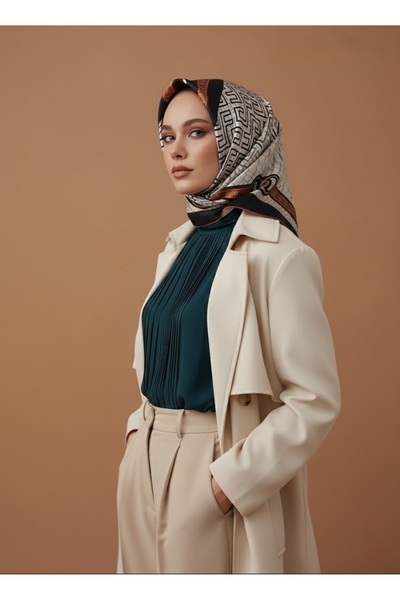 Trend Parla Ekru Taba Kemer Ve Yılan Derisi Modern Geometrik Labirent Desenli...