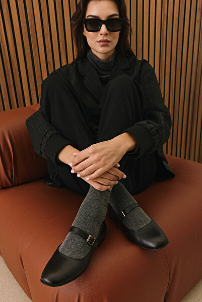 Ziya , Women's Genuine Leather Ballerinas 1531050Z25100780K Black