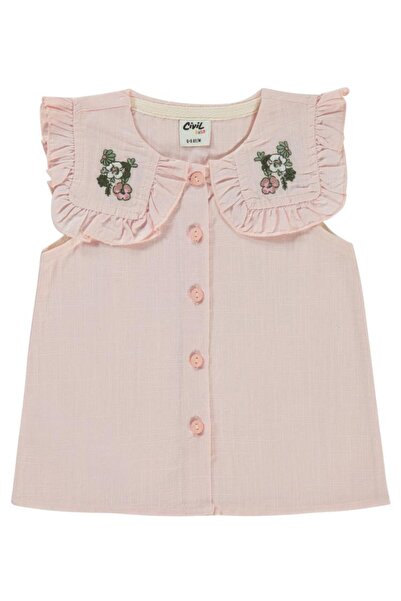 Civil Baby Çiçek Nakışlı 6-18 Ay Gömlek - Pudra12-18 Ay