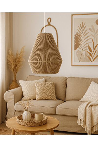 Genel Markalar Doğal & Bohem Tarzın Şıklığı -El Yapımı Jüt İpli Avize /Salon , Cafe , Yatak Odası, Balkon , Teras