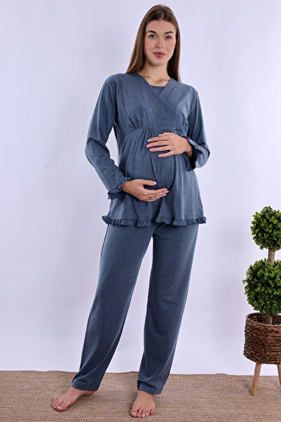 ByLohusa Effortt Antrasit Hamile Lohusa Pijama Takımı