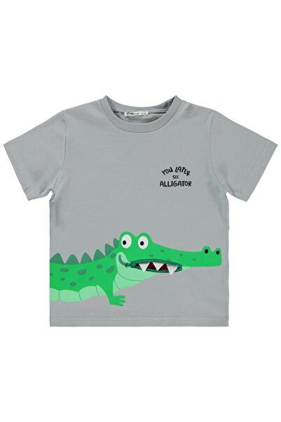 Civil Girls Civil Boys Crocodile Printed 2-5 Years Old T-Shirt - Gray4-5 Years Old