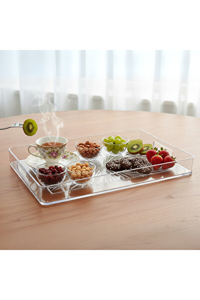 SUPPLIER 3-Piece Clear Acrylic Decorative Serving Tray Set | Durable Multi-Purpose Rectangular Organizer