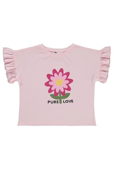 Civil Girls Μπλουζάκι με κέντημα λουλουδιών για 6-9 ετών - Ροζ 8-9 ετών
