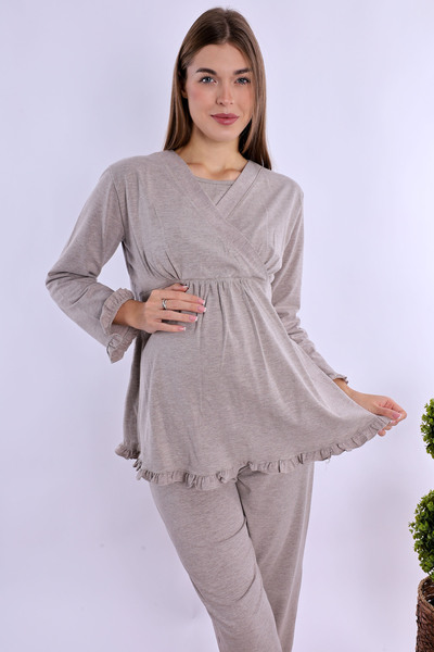 ByLohusa Σετ Πιτζάμες εγκυμοσύνης Effortt Beige