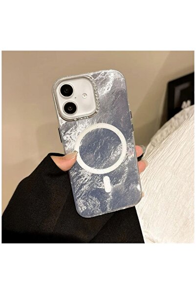 Zebana Apple iPhone 16 Plus Uyumlu Kılıf Glow Taşlı Silikon Kılıf (Kablosuz Ş...