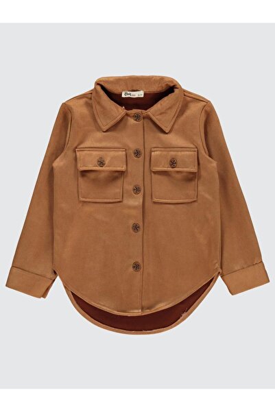 Civil Girls Large Pocket 6-9 Years Old Shirt - Beige 9-10 Years Old