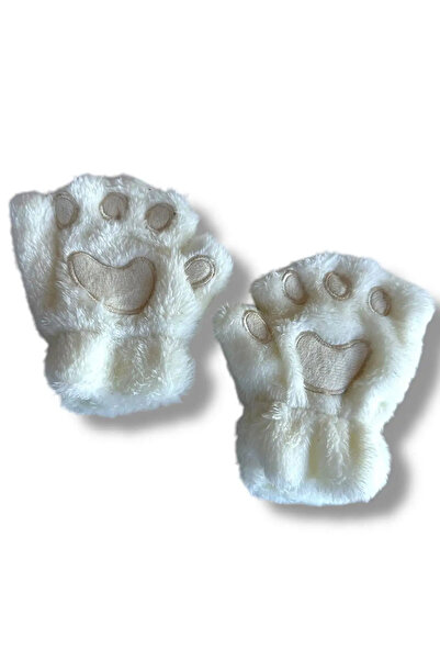 MARS BABY Дівчача Хлопчача Безпальцева Екрю Крем Плюшеві Рукавички