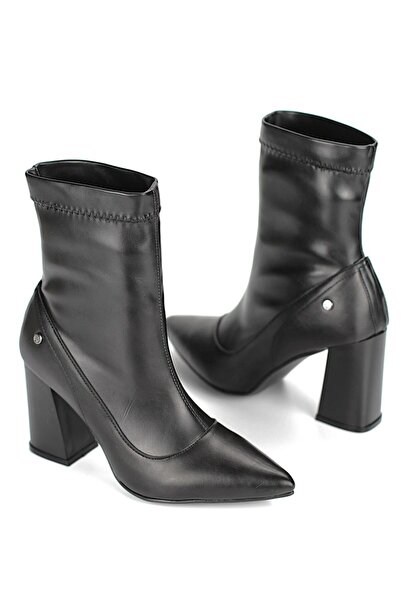 Gökhan Talay Cizme elastice Isabel negre cu toc mediu gros (8 cm).