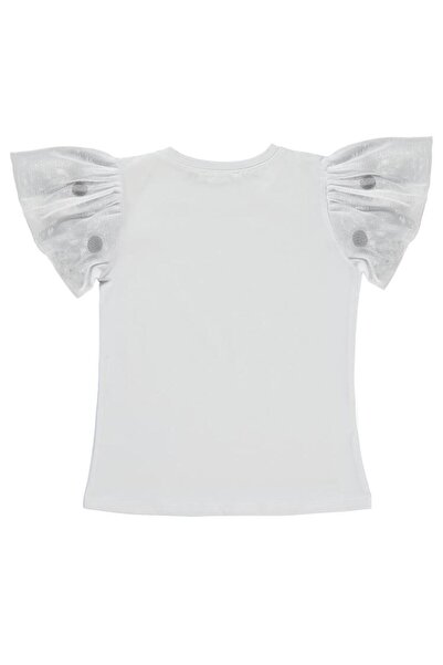 Civil Girls تي شيرت للأعمار من 4 إلى 9 سنوات مع أكمام بوم بوم - أبيض للأعمار من 6 إلى 7 سنوات