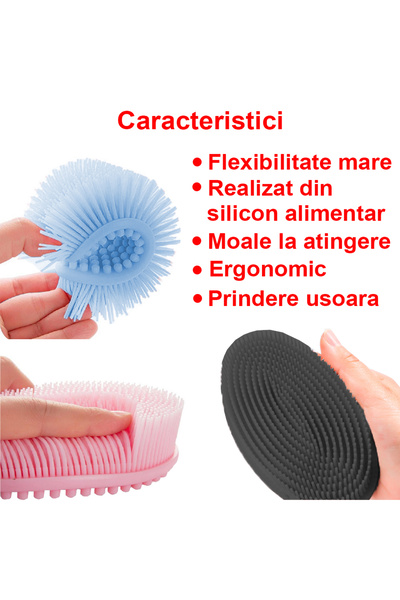 OptimStar Body brush, food-grade silicone sponge, cleansing, exfoliation, body massage, anti-cellulite, Black