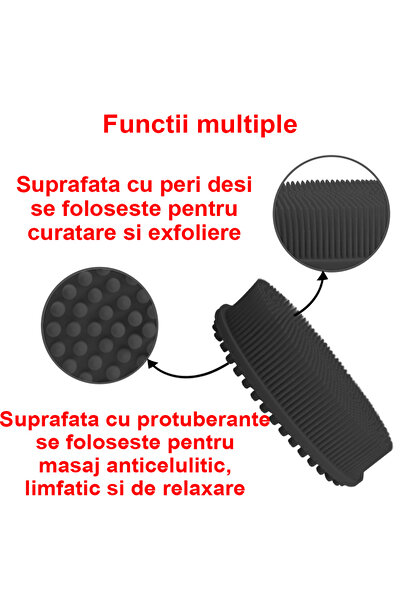 OptimStar Body brush, food-grade silicone sponge, cleansing, exfoliation, body massage, anti-cellulite, Black