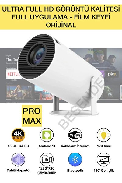 Besenders YENİ TASARIM MİNİ PROMAX SERİ Taşınabilir Projeksiyon Android Wifi BT Akıllı Sinema Projektör