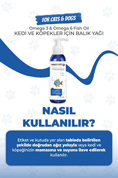 MALLY PET PROFESSIONEL PET CARE Kedi Ve Köpekler Için Omega 3 Ve Omega 6 Takviyeli Balık Yağı Fish Oil 200 ml