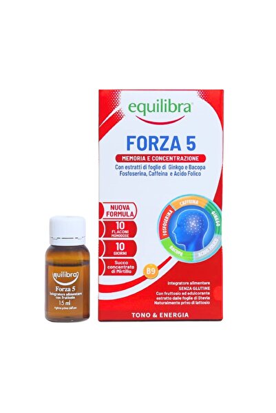 Equilibra FORZA 5 - Supliment Lichid Concentrat Pentru Forta, Energie, Vitalitate, 10 Flacoane,